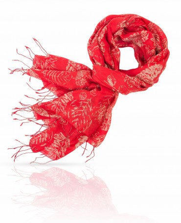 Палантин Женский S20-LEAF/RED